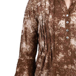 Taupe Geobreeze 3/4 Sleeve Overlapped Bell Sleeve Y Neck Top - Petite - DressbarnBlouses