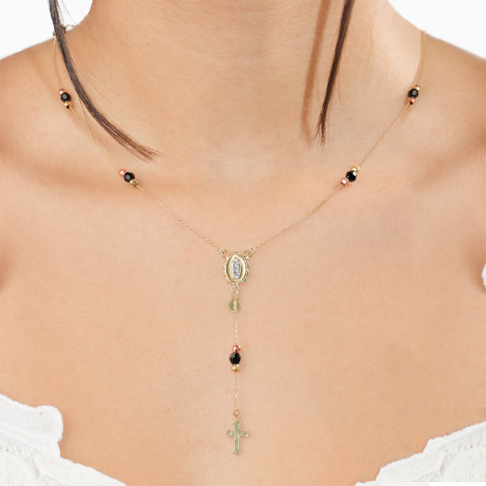 The Eve Black Bead Cross Necklace - DressbarnNecklaces