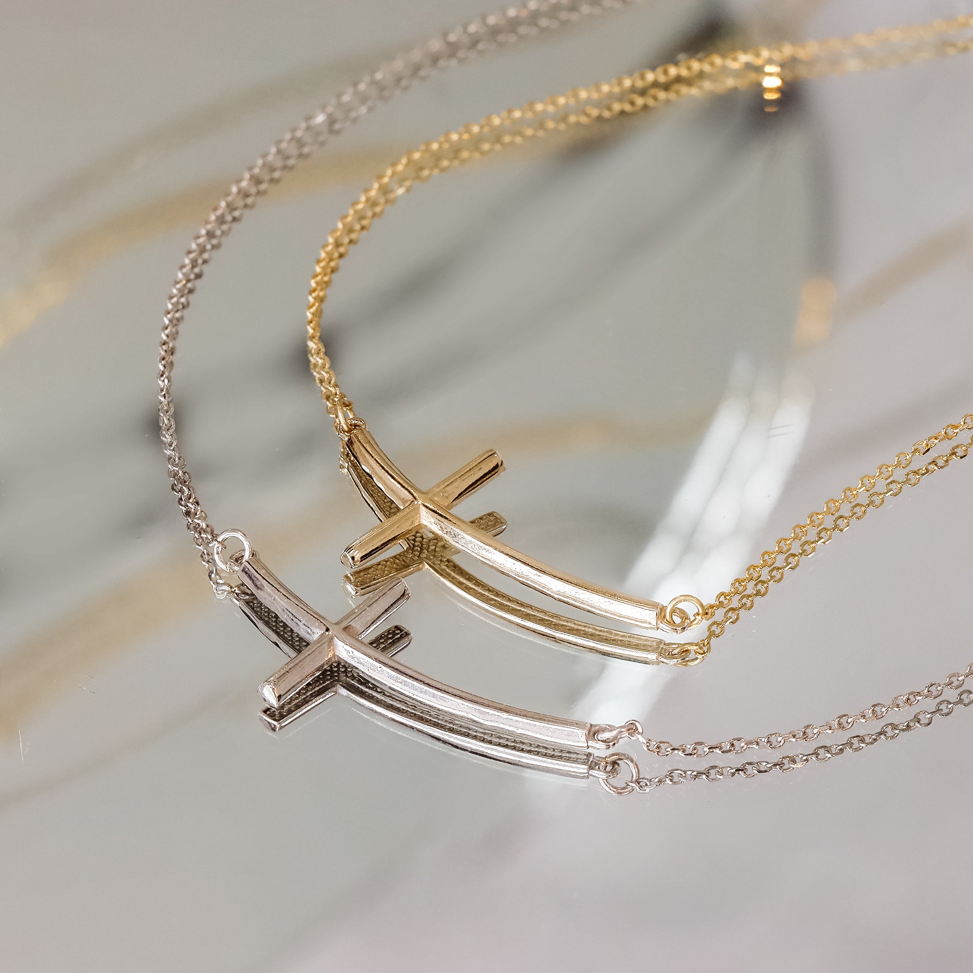 The Rachel Curved-Sideways Cross Necklace - DressbarnNecklaces