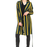 Trench coat multi stripe long line belted jacket - DressbarnCoats & Jackets