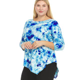 Tye Dye 3/4 Sleeeve Asymetrical Hem Top - Plus - DressbarnShirts & Blouses