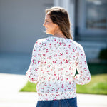 V Neck Floral Smocked Shoulder Blouse - DressbarnShirts & Blouses