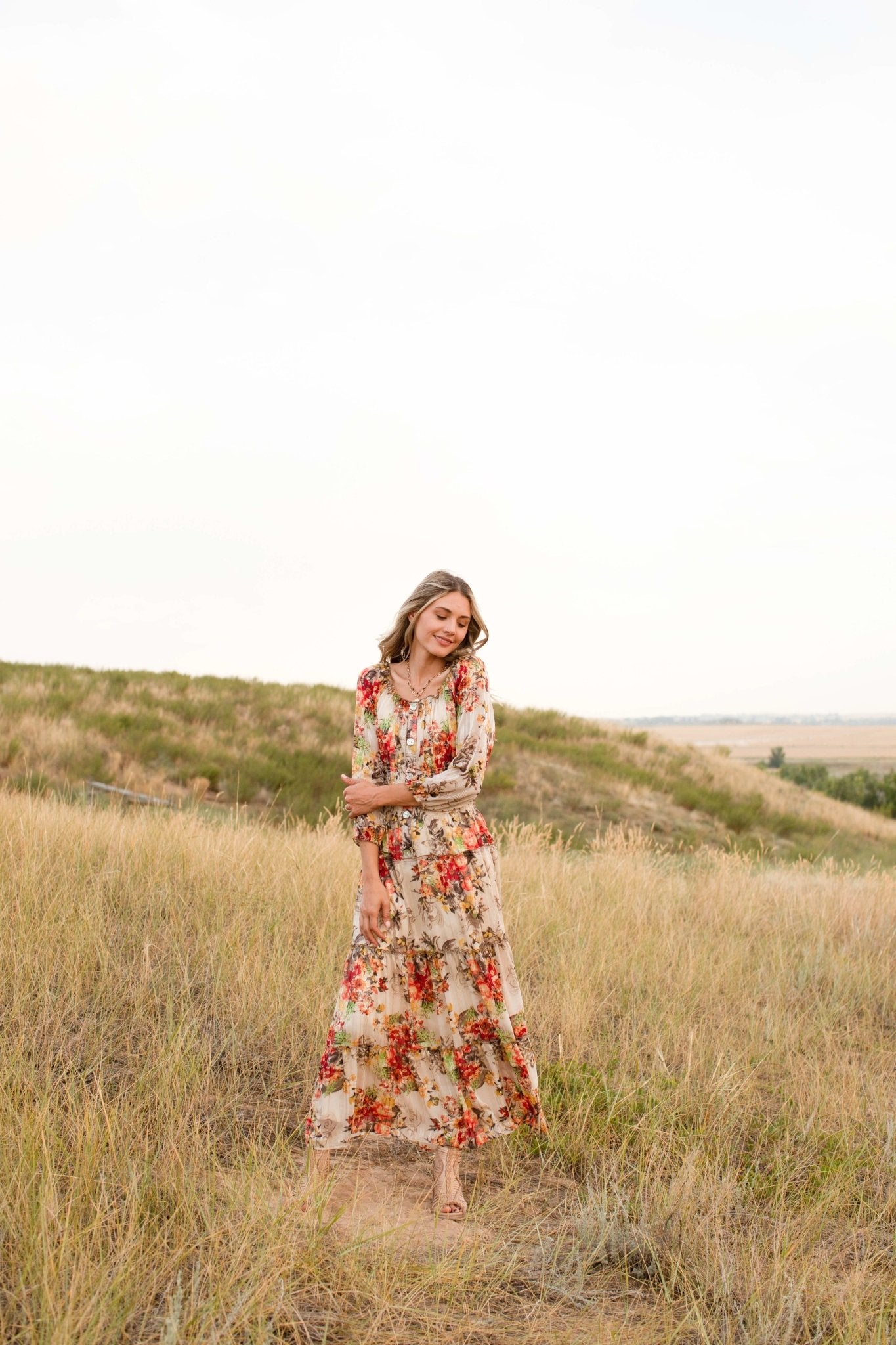 Veronica Floral Maxi Peasant Dress - DressbarnClothing