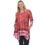 Victorian Print Tunic Top with Pockets - Plus - DressbarnShirts & Blouses