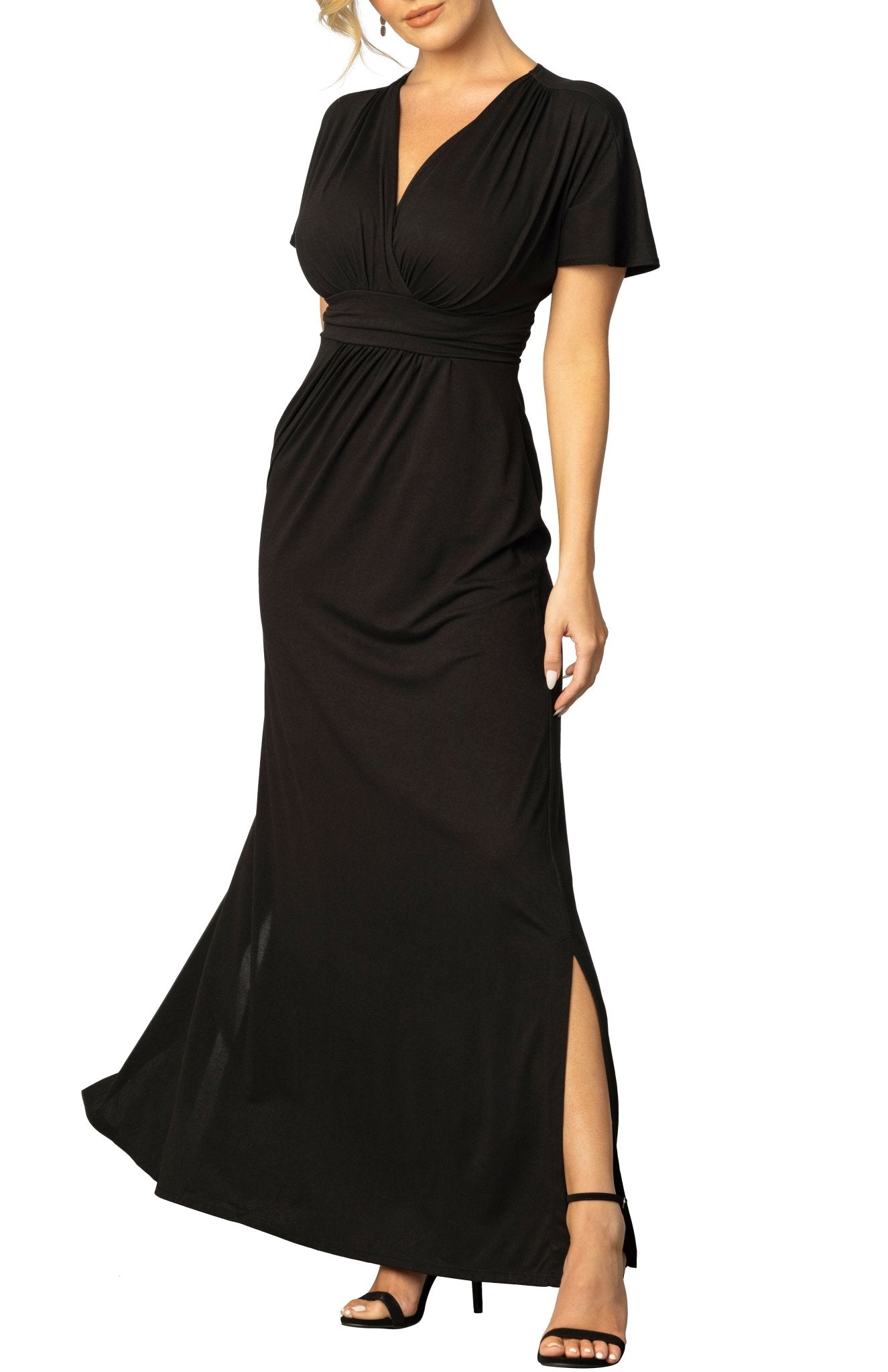 dress barn maxi dresses White Mark Women's Short Sleeve Maxi Dress, Navy Blue, Medium