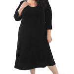 Vikki Vi Classic Black 3/4 Sleeve A - Line Dress - DressbarnDresses