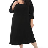 Vikki Vi Classic Black 3/4 Sleeve A - Line Dress - DressbarnDresses