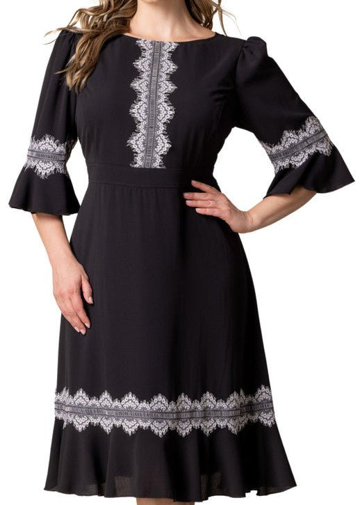 Villa Lace Trim Cocktail Dress - Plus Black Noir / 1X Villa Lace Trim Cocktail Dress - Plus Black Noir / 1X