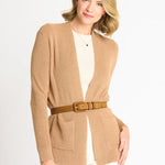 Waffle Stitch Cardigan Sweater with Pocket, Caramel Heather - DressbarnCardigans & Completers