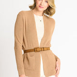 Waffle Stitch Cardigan Sweater with Pocket, Caramel Heather - DressbarnCardigans & Completers