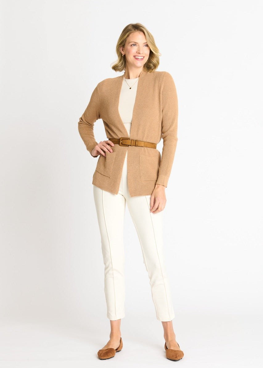 Waffle Stitch Cardigan Sweater with Pocket, Caramel Heather - DressbarnCardigans & Completers