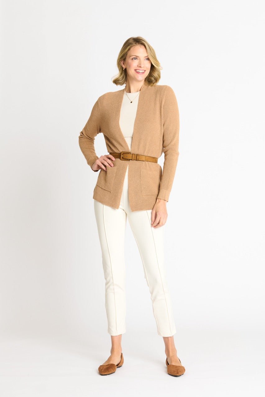 Waffle Stitch Cardigan Sweater with Pocket, Caramel Heather - DressbarnCardigans & Completers