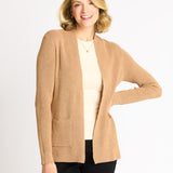 Waffle Stitch Cardigan Sweater with Pocket, Caramel Heather - DressbarnCardigans & Completers