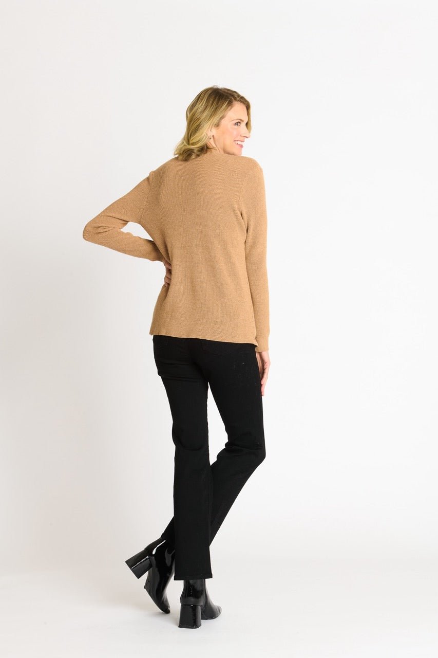 Waffle Stitch Cardigan Sweater with Pocket, Caramel Heather - DressbarnCardigans & Completers