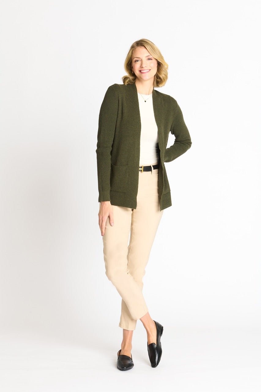 Waffle Stitch Cardigan Sweater with Pocket, Fatigue Heather - DressbarnCardigans & Completers