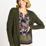 Waffle Stitch Cardigan Sweater with Pocket, Fatigue Heather - DressbarnCardigans & Completers