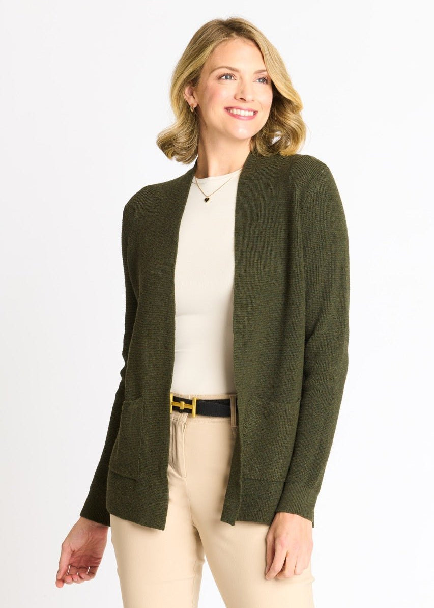 Waffle Stitch Cardigan Sweater with Pocket, Fatigue Heather - DressbarnCardigans & Completers