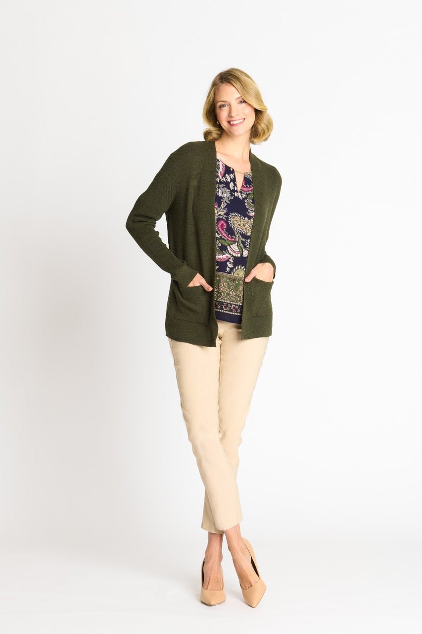 Waffle Stitch Cardigan Sweater with Pocket, Fatigue Heather - DressbarnCardigans & Completers