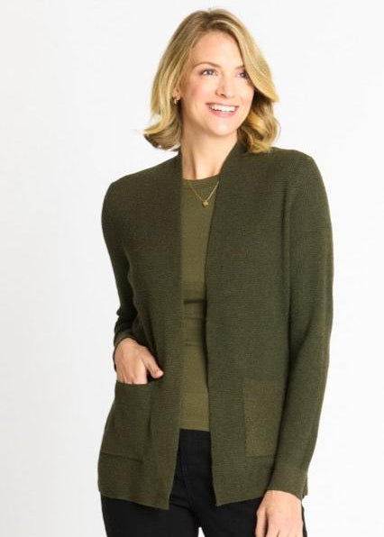 Waffle Stitch Cardigan Sweater with Pocket, Fatigue Heather - DressbarnCardigans & Completers