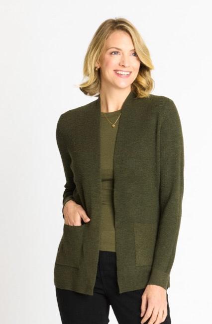 Waffle Stitch Cardigan Sweater with Pocket, Fatigue Heather - DressbarnCardigans & Completers