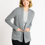 Waffle Stitch Cardigan Sweater with Pocket, Medium Grey Heather - DressbarnCardigans & Completers