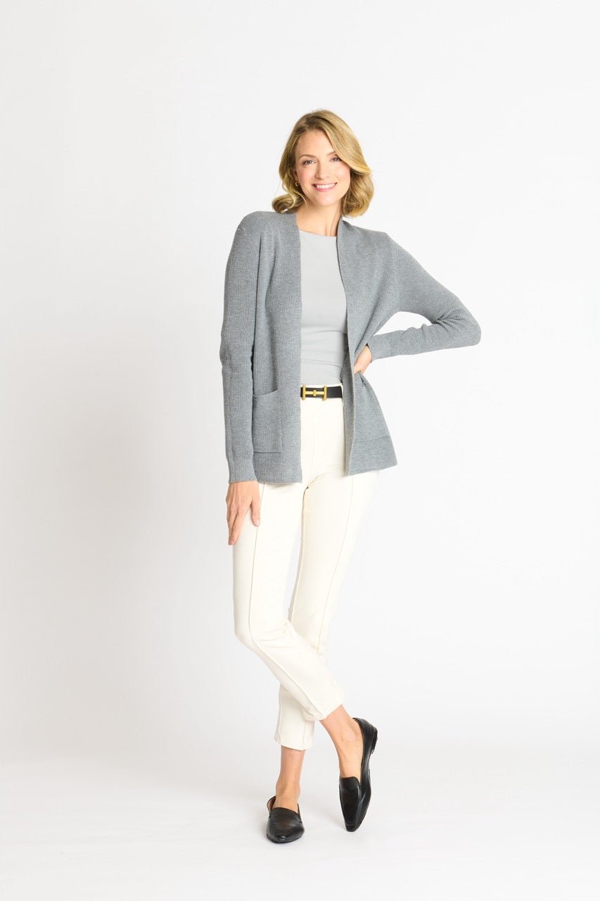 Waffle Stitch Cardigan Sweater with Pocket, Medium Grey Heather - DressbarnCardigans & Completers