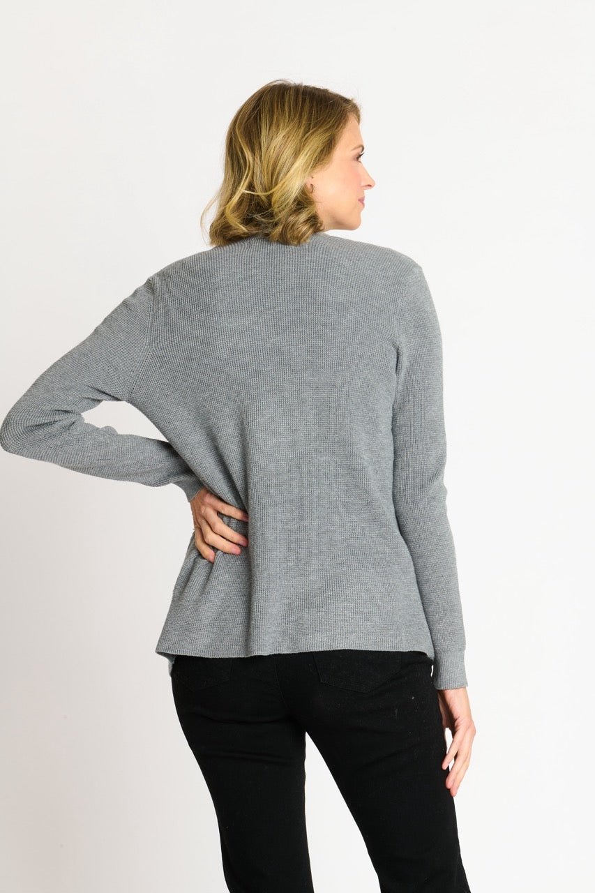 Waffle Stitch Cardigan Sweater with Pocket, Medium Grey Heather - DressbarnCardigans & Completers