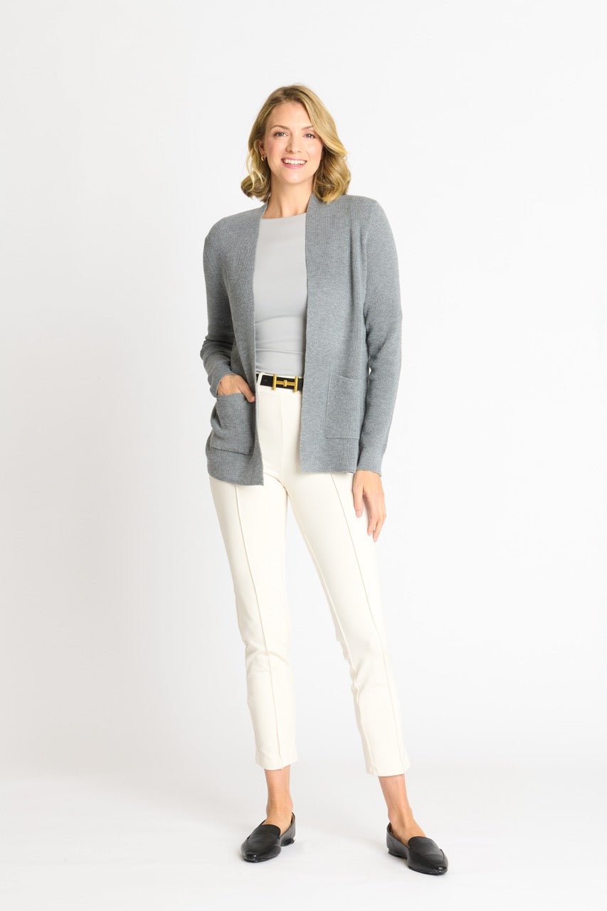 Waffle Stitch Cardigan Sweater with Pocket, Medium Grey Heather - DressbarnCardigans & Completers