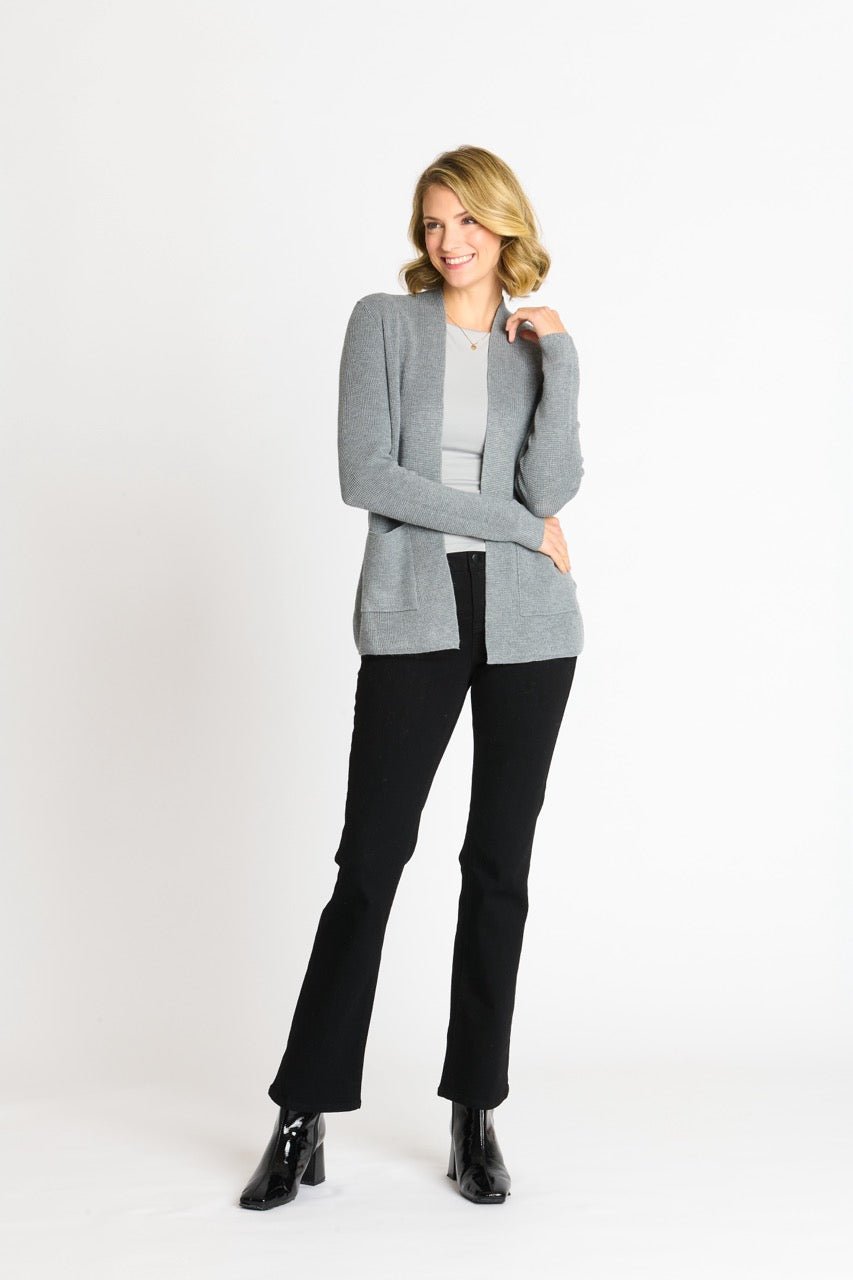 Waffle Stitch Cardigan Sweater with Pocket, Medium Grey Heather - DressbarnCardigans & Completers