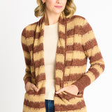 Wave Stripe J - Pocket Cardigan Sweater, Caramel Heather - DressbarnCardigans & Completers