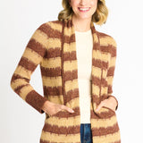 Wave Stripe J - Pocket Cardigan Sweater, Caramel Heather - DressbarnCardigans & Completers