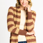 Wave Stripe J - Pocket Cardigan Sweater, Caramel Heather - DressbarnCardigans & Completers