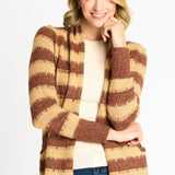 Wave Stripe J - Pocket Cardigan Sweater, Caramel Heather - DressbarnCardigans & Completers