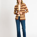 Wave Stripe J - Pocket Cardigan Sweater, Caramel Heather - DressbarnCardigans & Completers