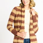 Wave Stripe J - Pocket Cardigan Sweater, Caramel Heather - DressbarnCardigans & Completers