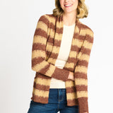 Wave Stripe J - Pocket Cardigan Sweater, Caramel Heather - DressbarnCardigans & Completers