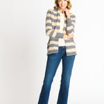 Wave Stripe J - Pocket Cardigan Sweater, Light Heather - DressbarnCardigans & Completers