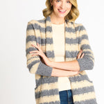 Wave Stripe J - Pocket Cardigan Sweater, Light Heather - DressbarnCardigans & Completers