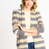 Wave Stripe J - Pocket Cardigan Sweater, Light Heather - DressbarnCardigans & Completers