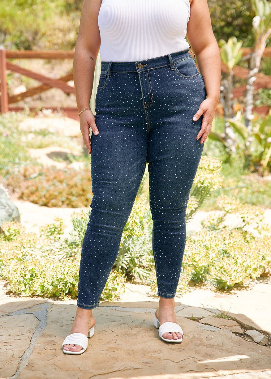 Westport 5 Pocket High Rise Rhinestone Skinny Jeans - Plus - DressbarnDenim