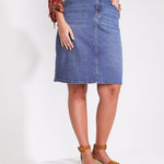 Westport Denim Skirt with Back Slit - Plus - DressbarnSkirts