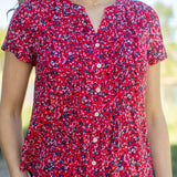 Westport Ditsy Floral Pintuck Button Front Blouse - DressbarnShirts & Blouses