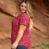Westport Ditsy Floral Pintuck Button Front Blouse - Plus - DressbarnShirts & Blouses