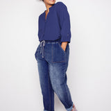 Westport Knit Denim Weekender Pant with Pockets and Drawstring Waist - Plus - DressbarnPants