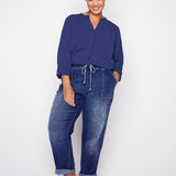 Westport Knit Denim Weekender Pant with Pockets and Drawstring Waist - Plus - DressbarnPants