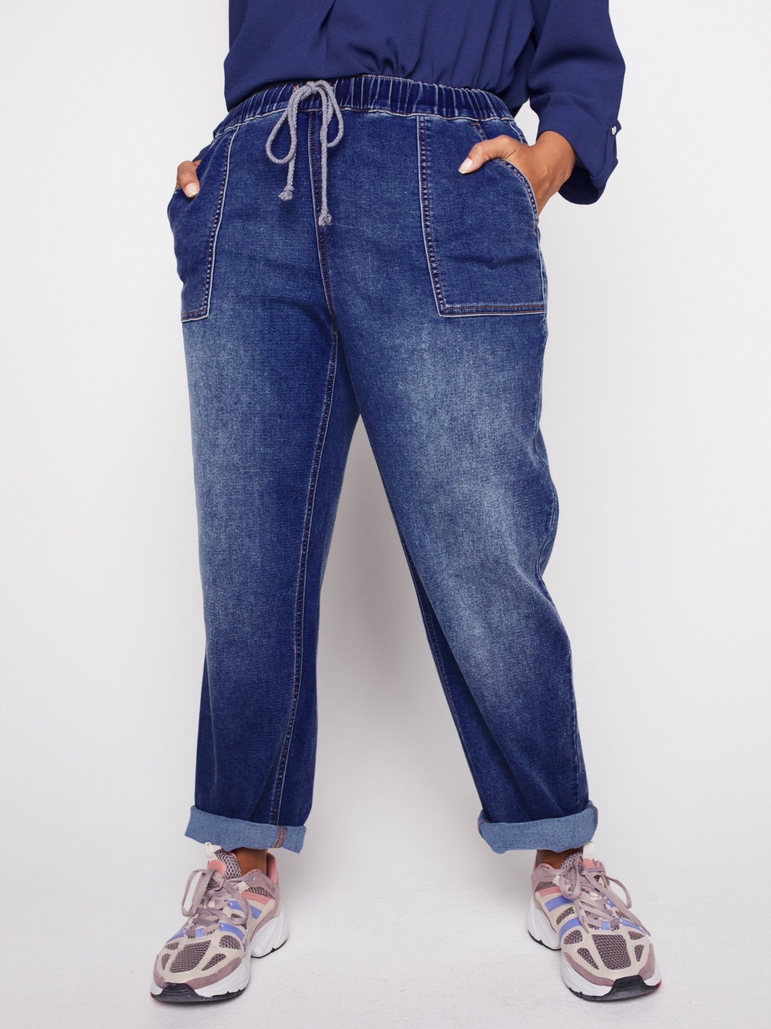 Westport Knit Denim Weekender Pant with Pockets and Drawstring Waist - Plus - DressbarnPants