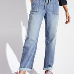 Westport Knit Denim Weekender Sweatpant with Pockets and Drawstring Waist - DressbarnClothing