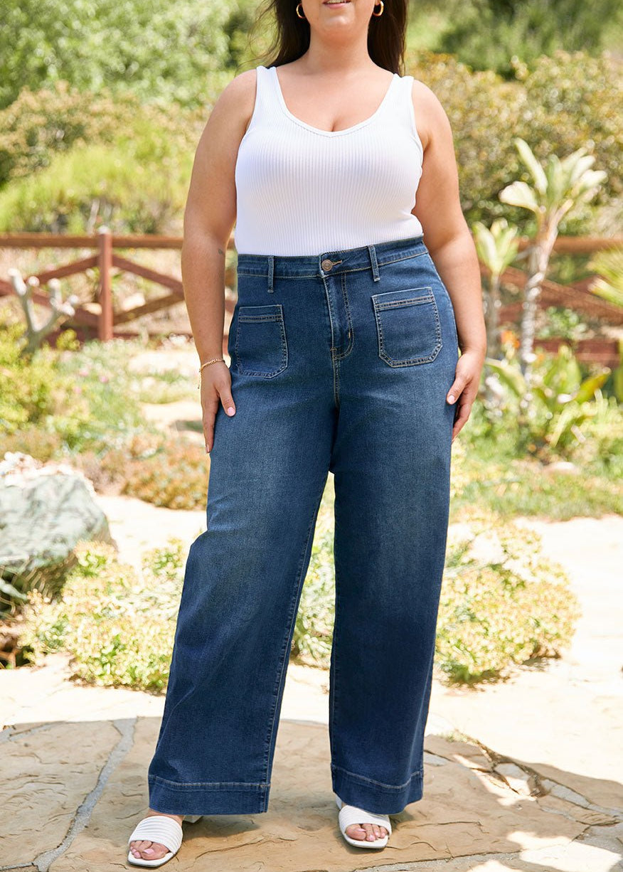 Westport Patch Pocket High Rise Sailor Jeans - Plus - DressbarnDenim