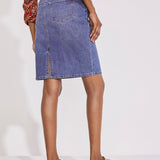 Westport Signature Denim Skirt with Back Slit - DressbarnSkirts