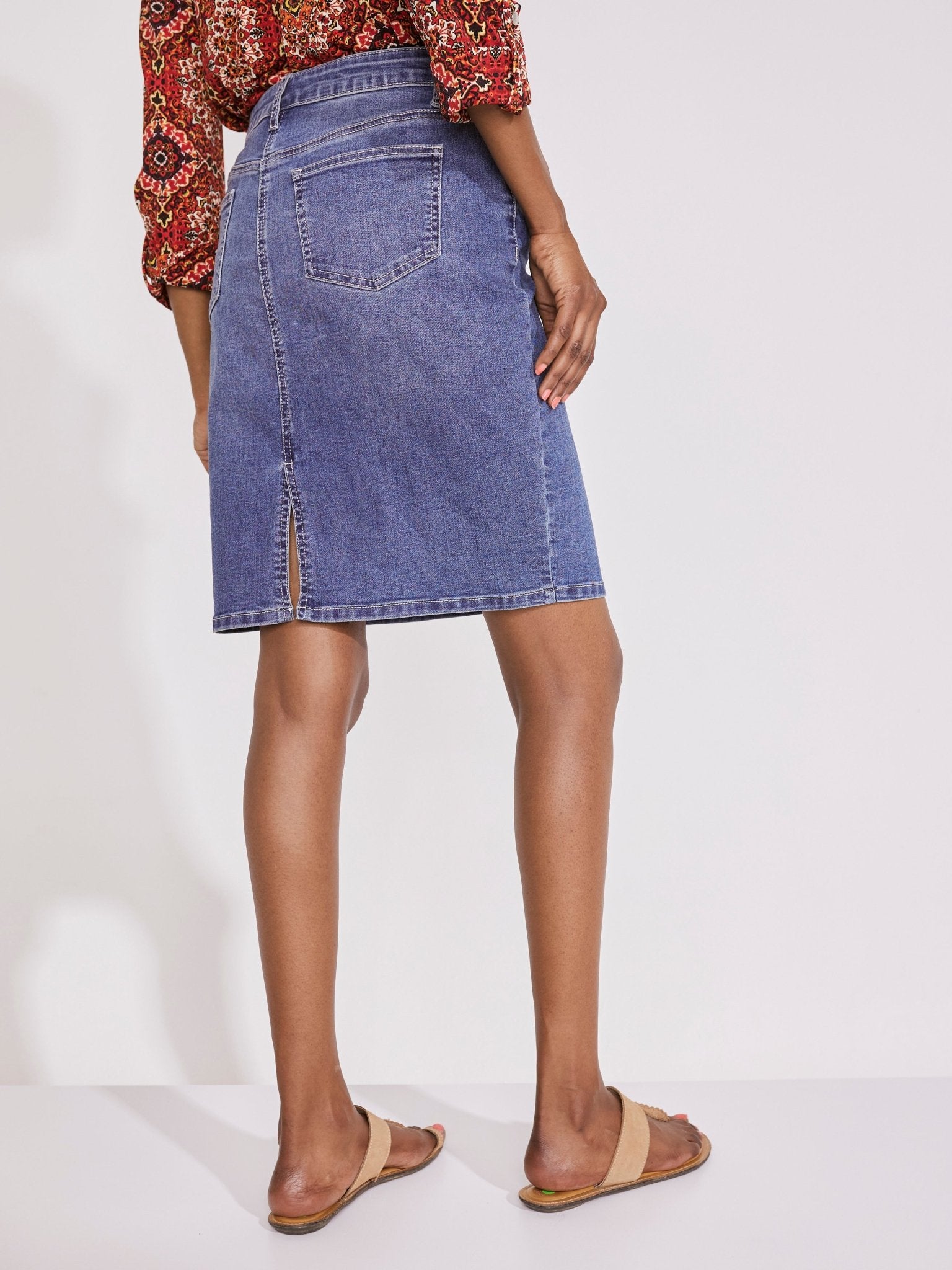 Westport Signature Denim Skirt with Back Slit - DressbarnSkirts
